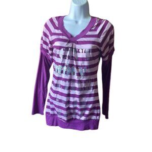 Striped Layered Look Long Sleeve Top Jr Medium